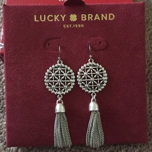 NIB Lucky Brand Silvertone Tassel Earrings